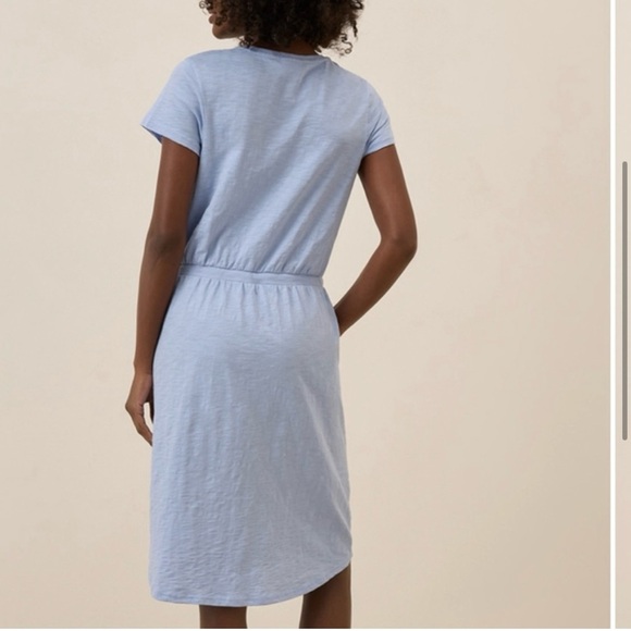 Pact Organic Cotton Slub Weekend Dress Blue Small NWOT Drawstring Mini - Picture 5 of 16